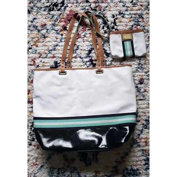 NINE West White Tote Bag with Small Purse Set Like New - Picture 6 of 8